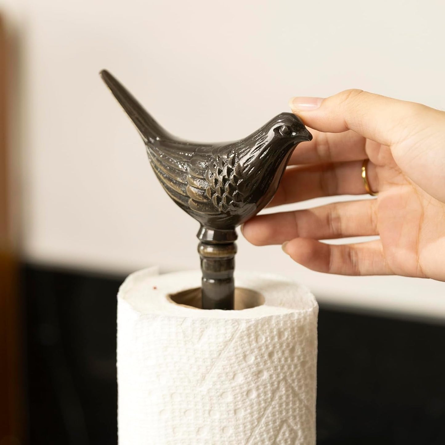 1 Luxurious Brass Paper Towel Holder countertop (Black)