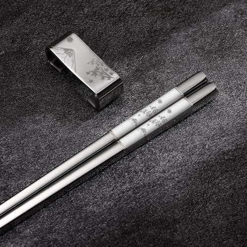 Metal Chopsticks Reusable 2 Pairs Titanium Plated 18 (2 Count)