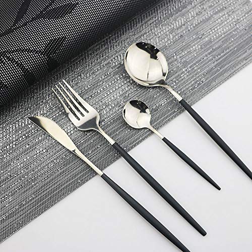 Black Silver Silverware Set (4 Count)