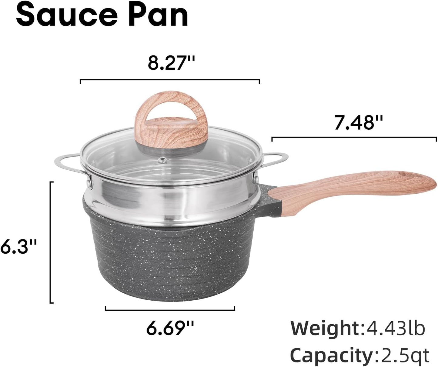 JEETEE 2.5 Quart Saucepan with Steamer Basket, Small Sauce Pot with Lid，Nonstick Coating with Pour Spout, Induction Compatible Cookware Sauce Pan for Cooking, PFOA/PFOS Free - Culinary Roots