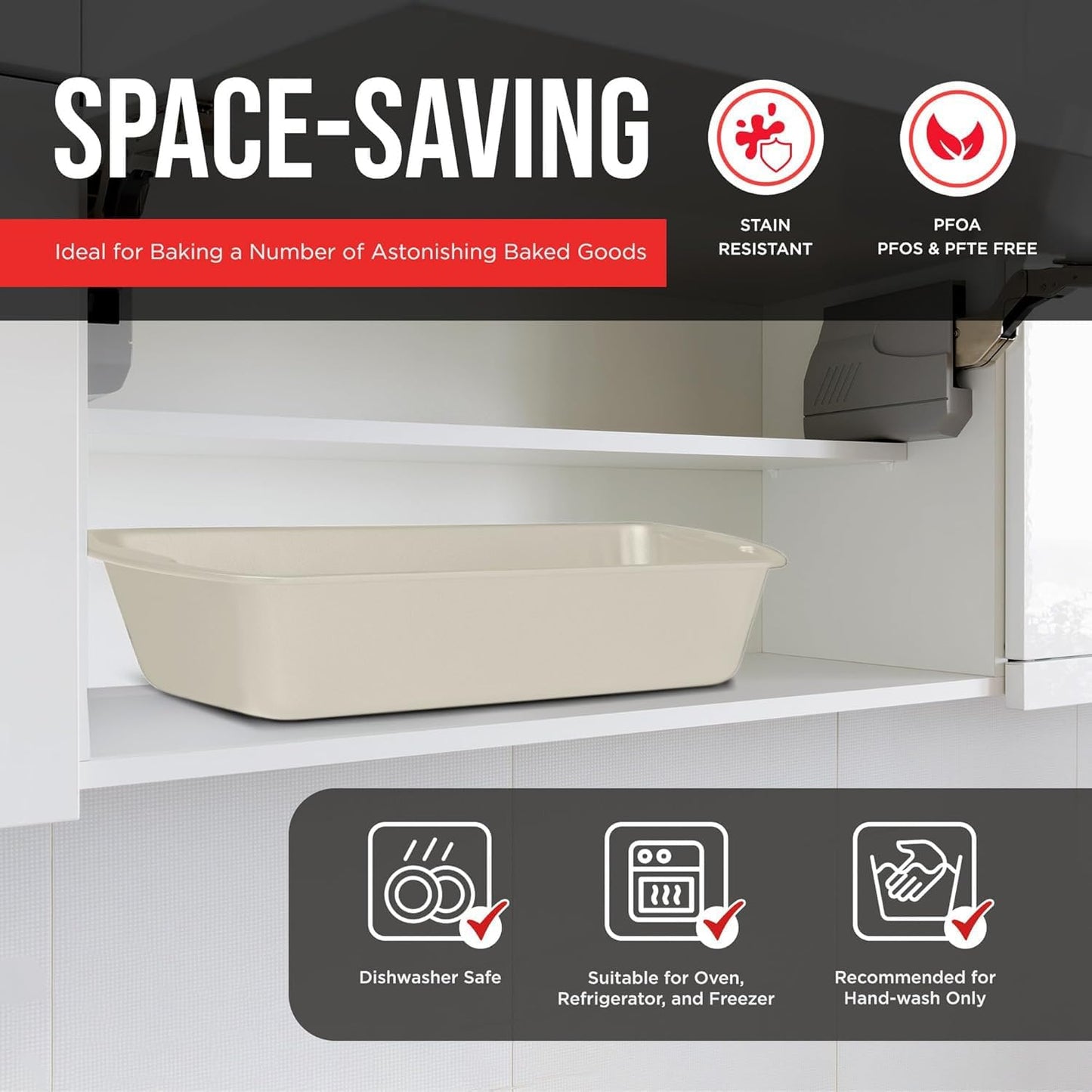 Nonstick Loaf Pan Set Pack of 1, Carbon Steel 11" Large Baking Bread Pan, Oven Safe Up to 450°F, PFOA, PFOS, PTFE Free, Space Saving Stackable Design, Stain Resistant, Dishwasher Friendly,White Marble - Culinary Roots