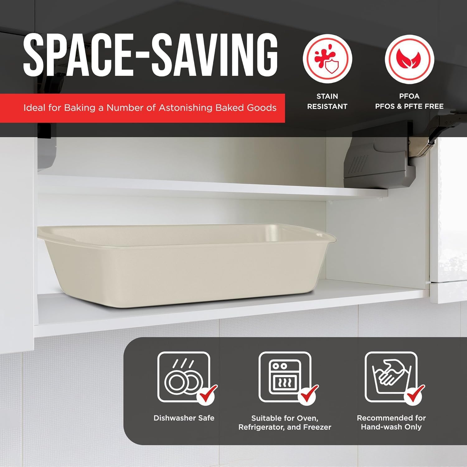 Nonstick Loaf Pan Set Pack of 1, Carbon Steel 11" Large Baking Bread Pan, Oven Safe Up to 450°F, PFOA, PFOS, PTFE Free, Space Saving Stackable Design, Stain Resistant, Dishwasher Friendly,White Marble - Culinary Roots