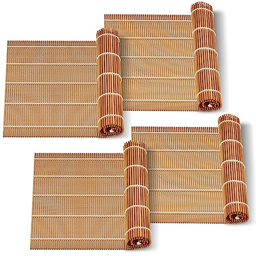 9.5"x9.5"Bamboo Sushi Rolling Mat (4 Count)