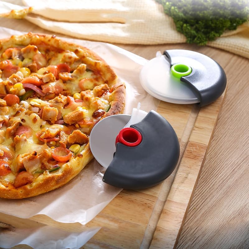 Pizza Cutter Wheel with Protective Blade Cover, 4Pcs Ergonomic Pizza Slicer, Classic Pizza Wheel for Cutting Through Crusts, Pies and More, Dishwasher Safe, Stainless Steel Pizza Cutter - Culinary Roots