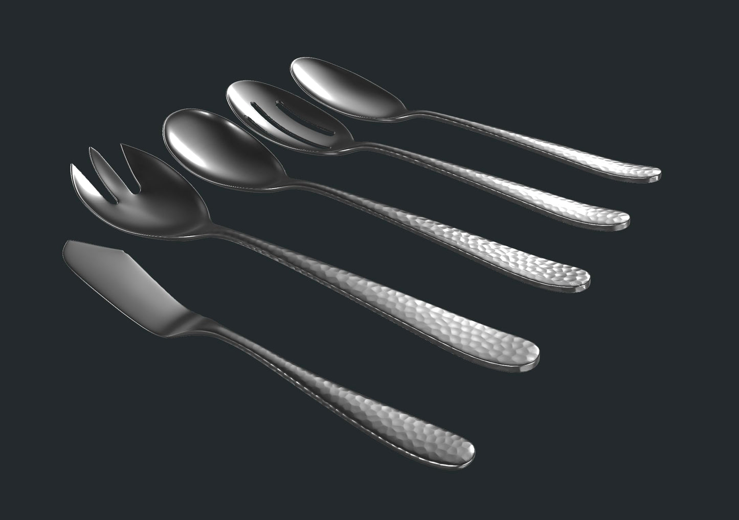Hammered Serving Utensil Set
