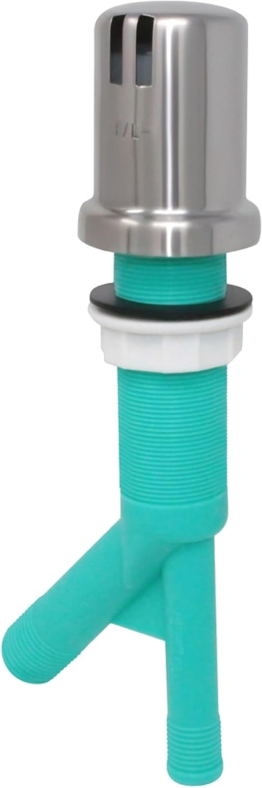 Dishwasher Air Gap with Skirted Brushed Stainless Steel Brass Cap and Extra Long Threaded Body for Thick or Thin Kitchen Countertops (AG200-406, AG200-X06, AMERIGAP)