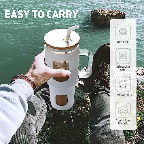 Glass Tumbler with Straw and Lid