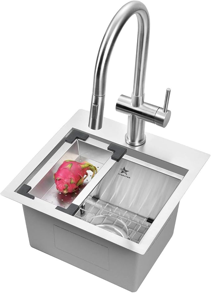 STARSTAR Stainless Steel Colander For Workstation Kitchen Sink (Black Cover, 10.5/8 W - 8.5/8 L)