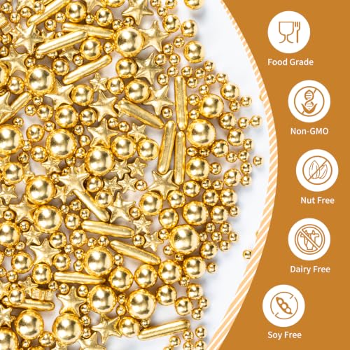 Edible Gold Sprinkles for Cake Decorating (4.6 Ounce)