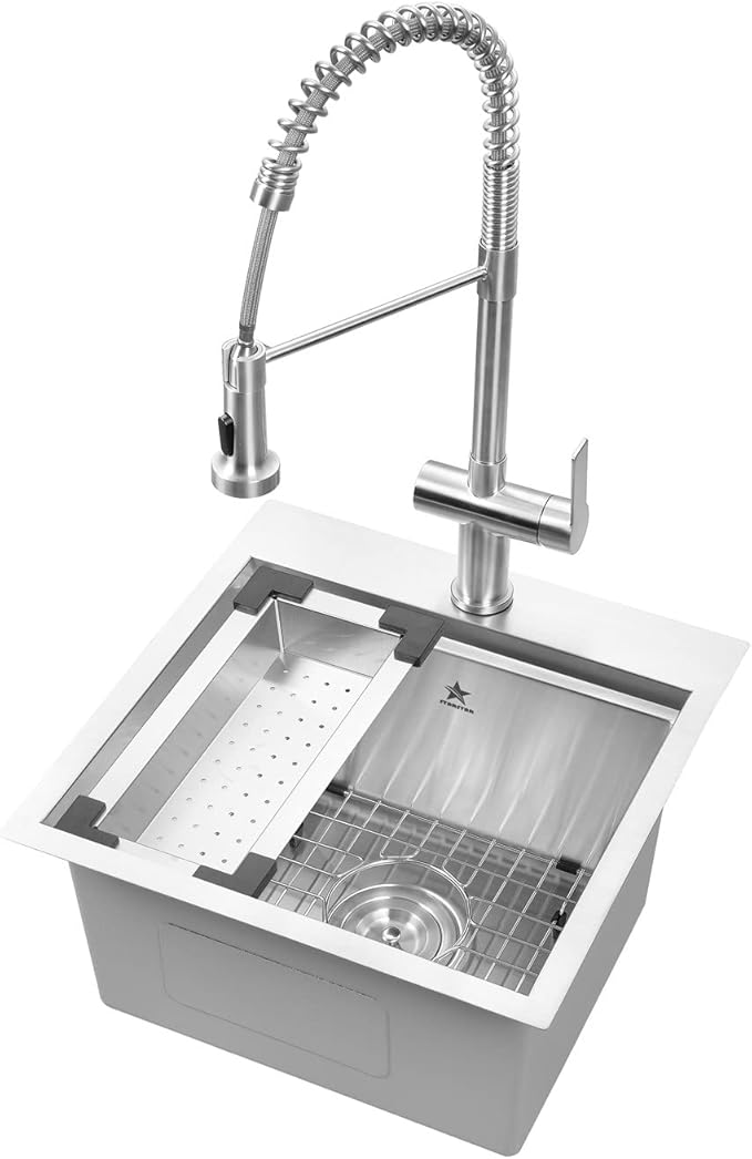 STARSTAR Stainless Steel Colander For Workstation Kitchen Sink (Black Cover, 13.5/8 W - 8.5/8 L)