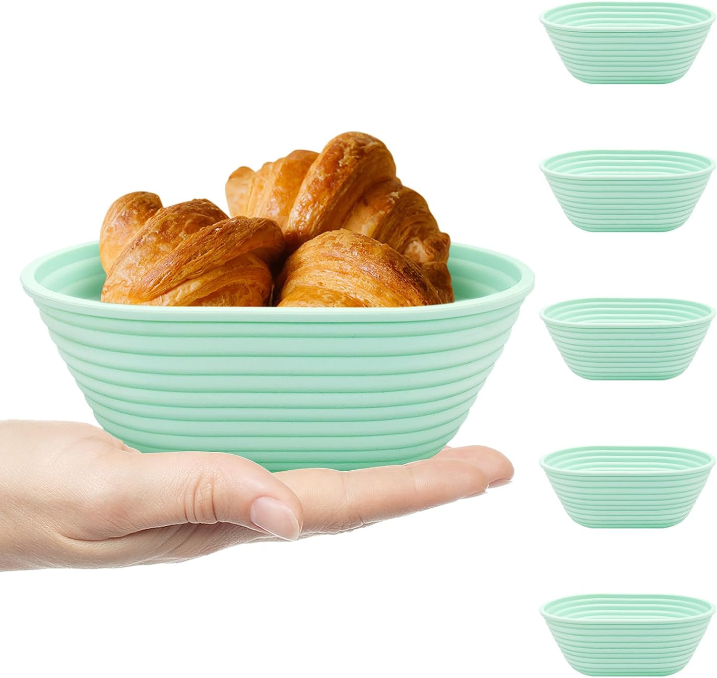 Silicone Banneton, Sourdough Bread Baskets (Set of 5, 6.5 Inch), Mini Oval Proofing Bowls, Bread Making Baking Supplies, Banneton proofing basket for Sourdough Baking - Culinary Roots