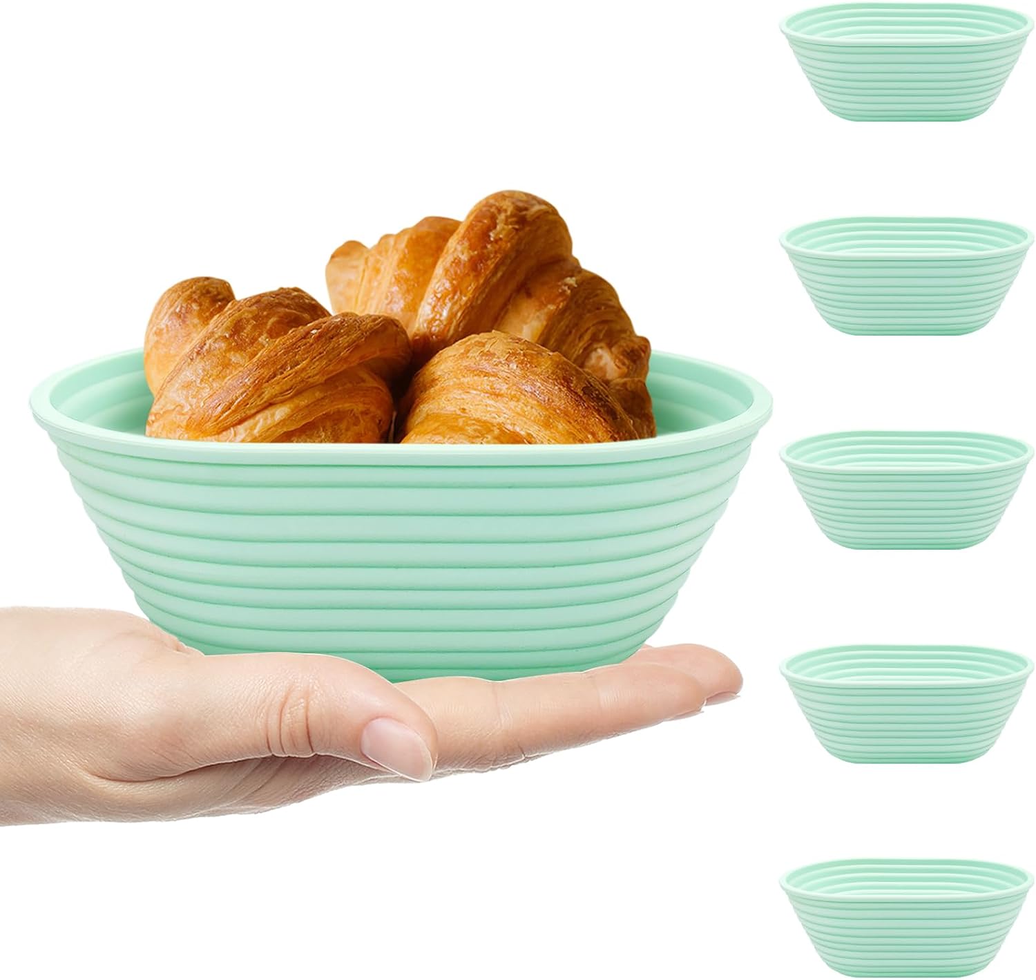 Silicone Banneton, Sourdough Bread Baskets (Set of 5, 6.5 Inch), Mini Oval Proofing Bowls, Bread Making Baking Supplies, Banneton proofing basket for Sourdough Baking - Culinary Roots