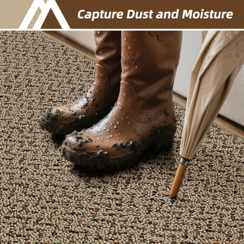 Dirt Trapper Door Mat 17"x60" Non Slip Washable Taupe (10.2 Sq Ft)