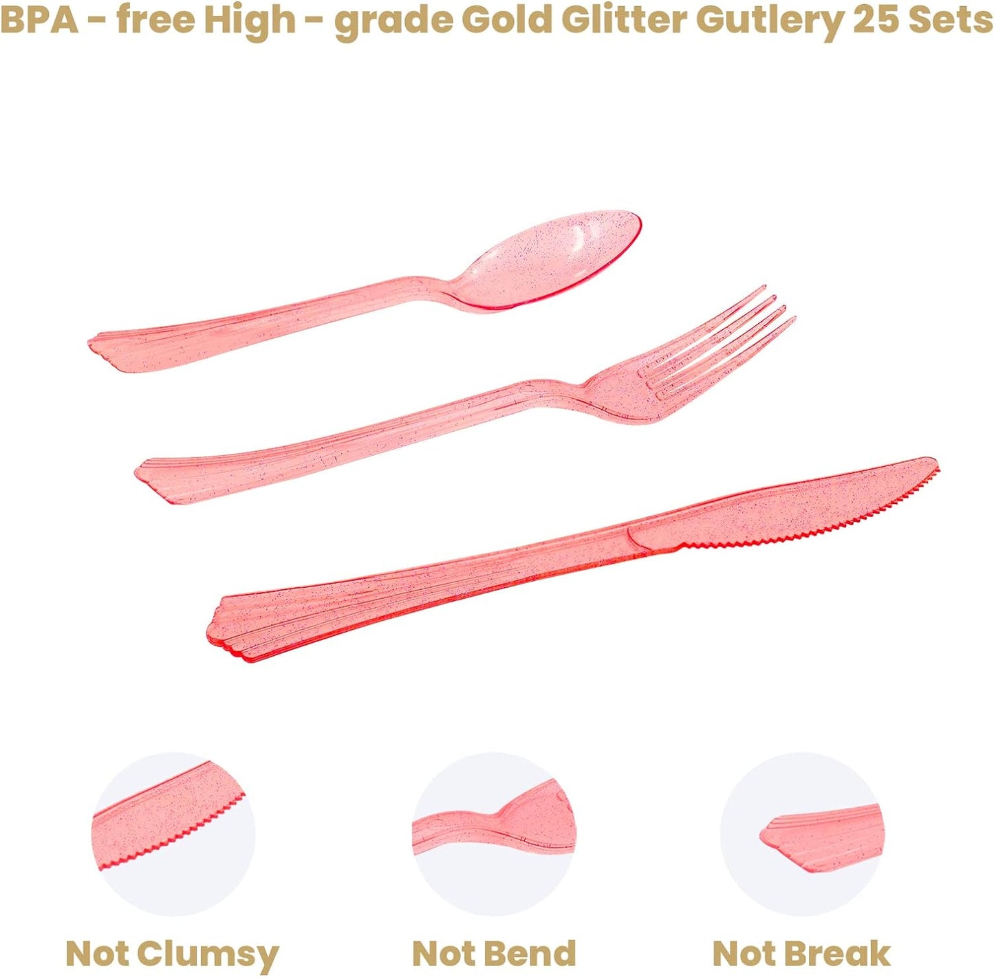 AIRE 175Pcs White Rose Gold Paper Plates Dinnerware Sets for 25 Guests, Party Supplies Disposable Paper Party Plates Napkins Cups Plastic Forks Knives Spoons For Birthday Baby Shower Wedding New Year