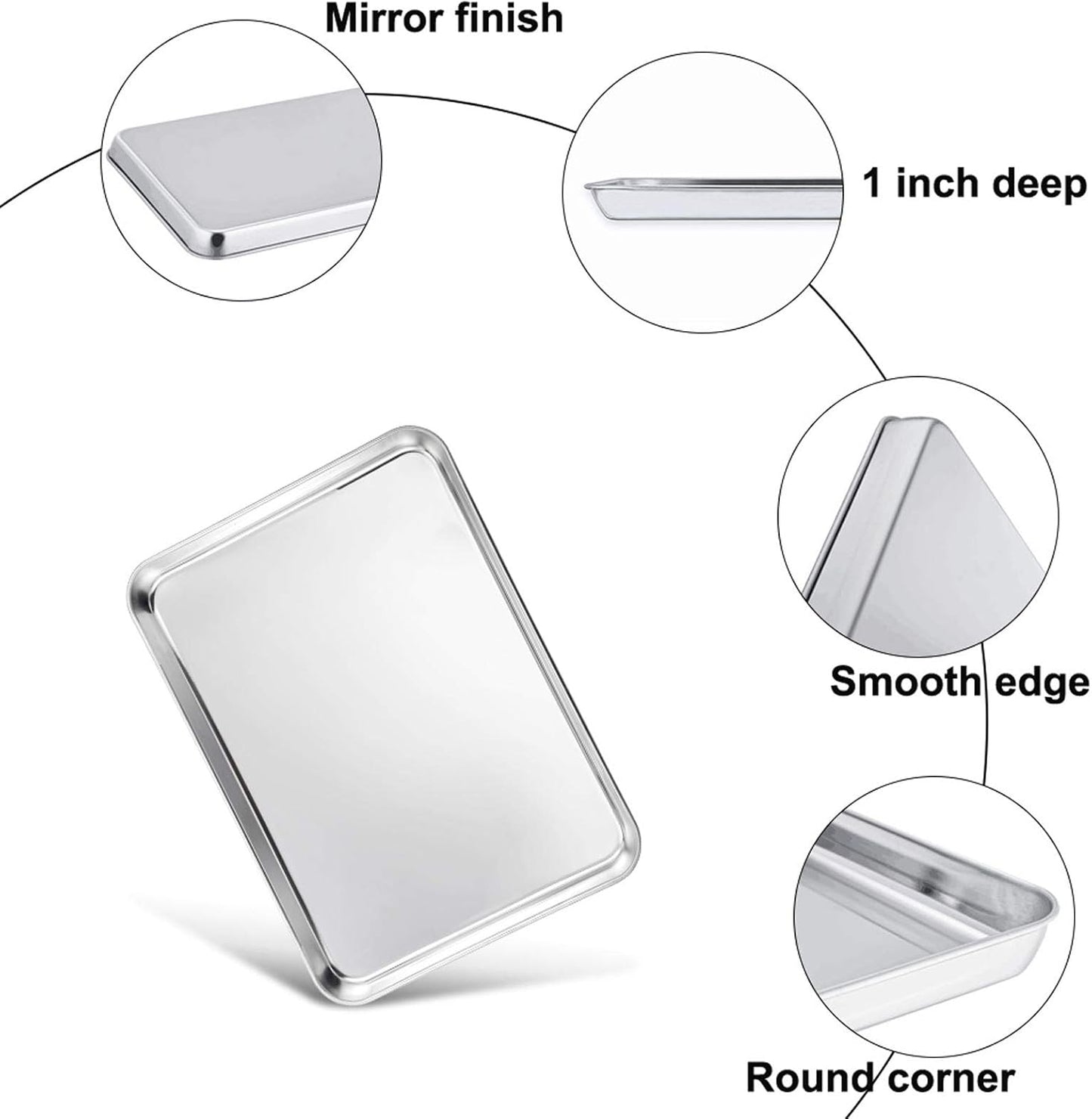TeamFar Toaster Oven Pan Tray with Cooling Rack, Stainless Steel Toaster Ovenware Pan, Compact 8''x10''x1'', Healthy & Non Toxic, Rust Free & Easy Clean - Dishwasher Safe - Culinary Roots