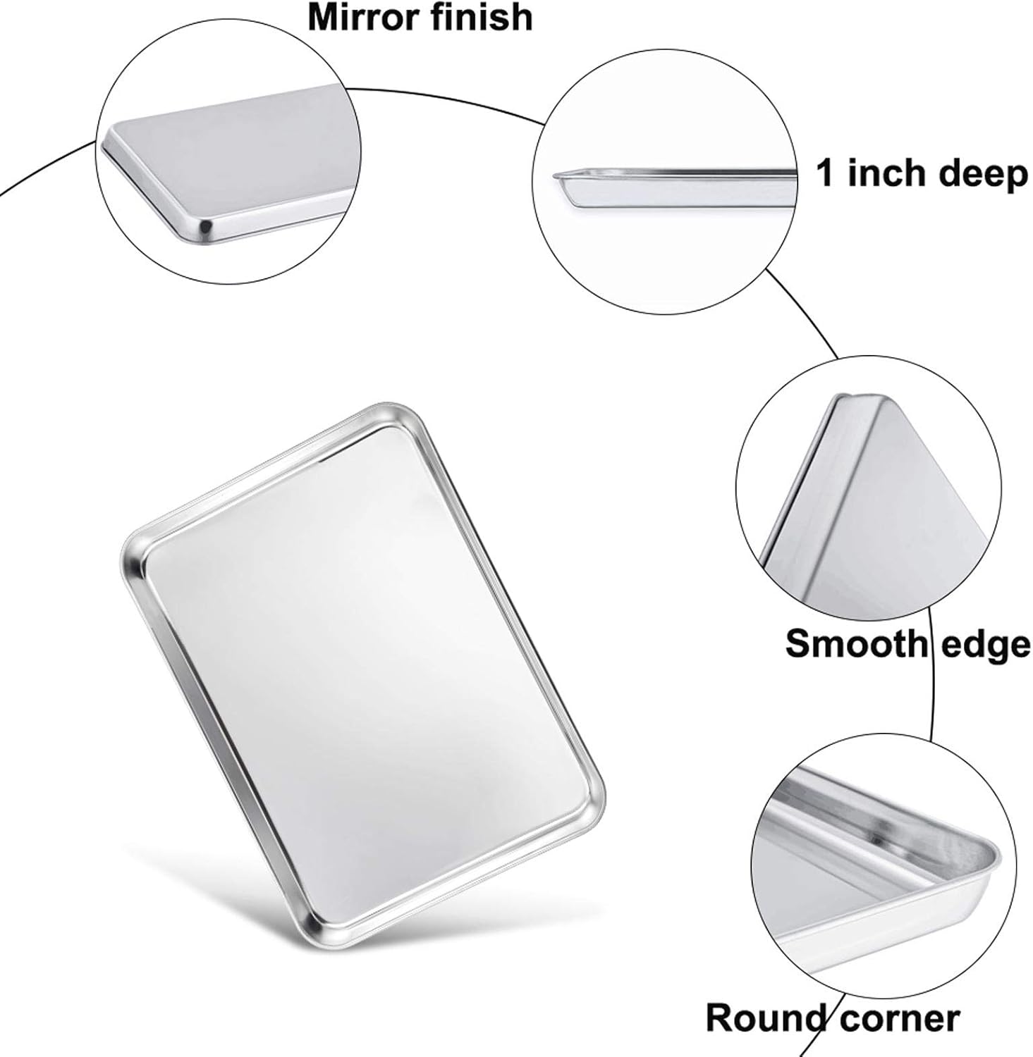 TeamFar Toaster Oven Pan Tray with Cooling Rack, Stainless Steel Toaster Ovenware Pan, Compact 8''x10''x1'', Healthy & Non Toxic, Rust Free & Easy Clean - Dishwasher Safe - Culinary Roots