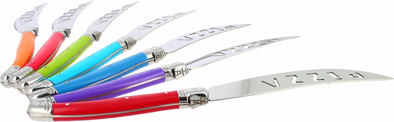Laguiole 7-Piece Pizza Cutter Set Stainless Steel Smooth Cutting Dishwasher Safe Luxurious Sharp Knife Set for Parties (Rainbow) - Culinary Roots