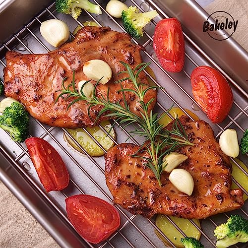 13 Inch Baking Pan With Rack Carbon Steel Nonstick Tray for Oven Roasting