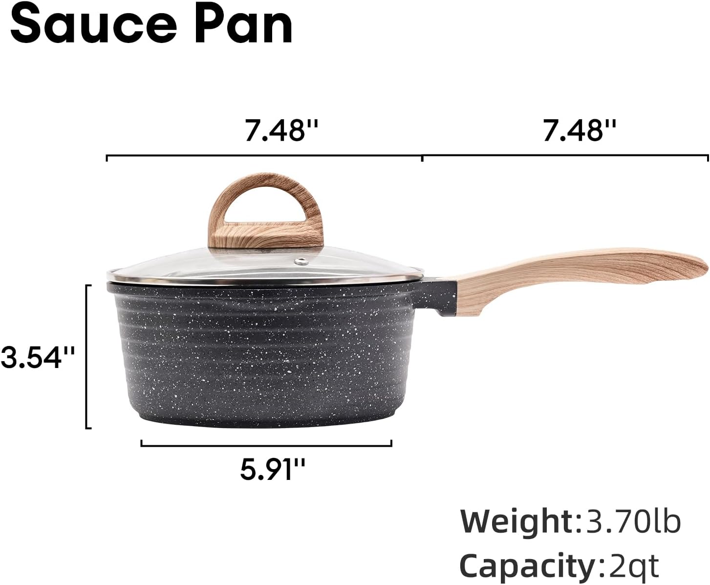 JEETEE 2 Quart Sauce Pan with Lid, Non Stick Small Pot with Coating, Masterclass Cookware Sauce Pot for Cooking, PFOA/PFOS Free - Culinary Roots