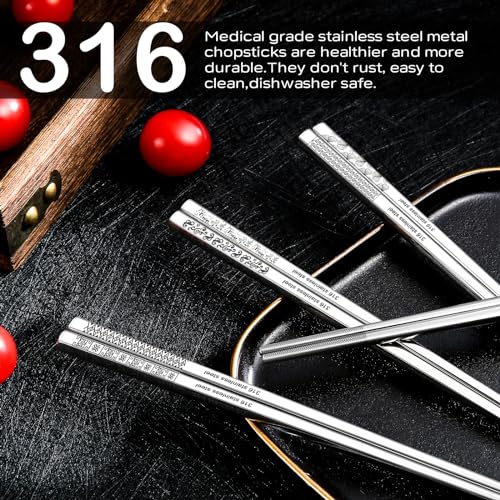 8 Pairs Metal Chopsticks Reusable 18