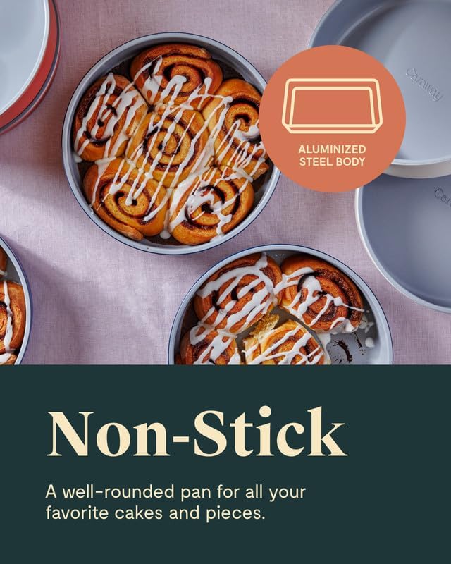 Caraway 9” Circle Pan - Non-Stick Ceramic Coating - Free From Forever Chemicals - Perfect for Birthday Cakes, Tartes, & More - Cream - Culinary Roots