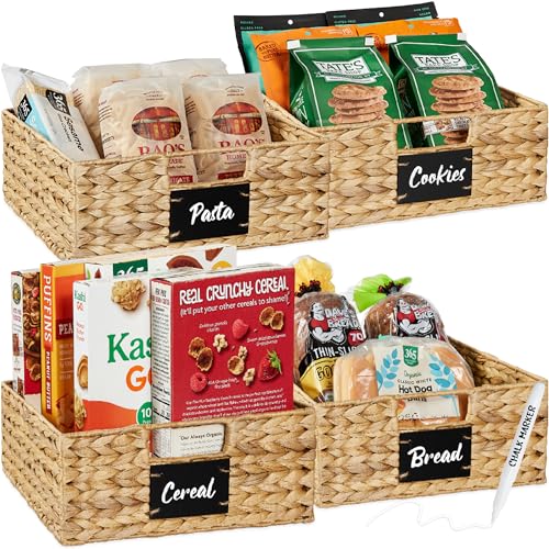 Set of 4 13x12in Water Hyacinth Pantry Baskets (4 Count)