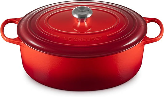 Le Creuset Enameled Cast Iron Signature Oval Dutch Oven, 9.5 qt., Cerise