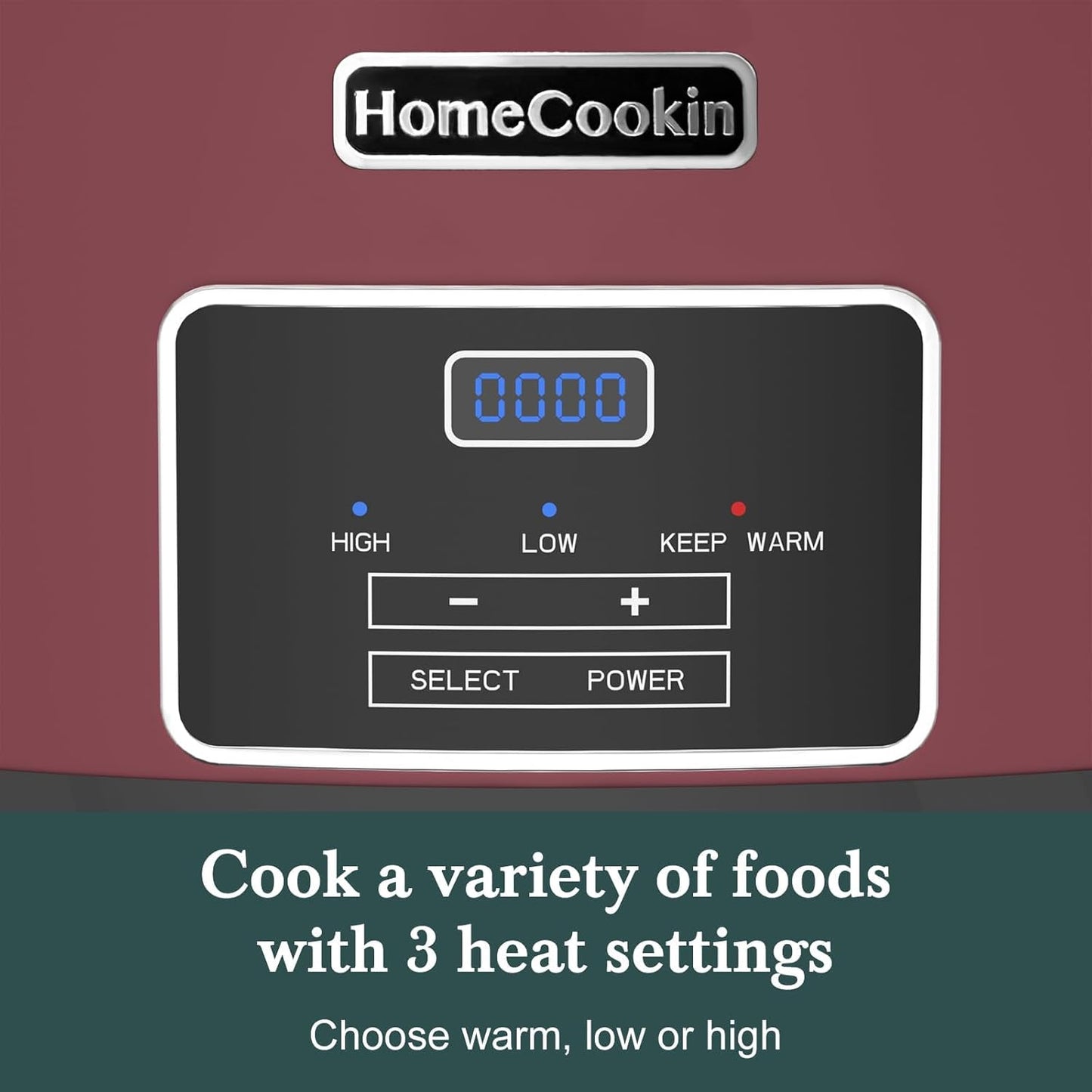 HOMECOOKIN 8-Quart Programmable Slow Cooker with Timer Keep Warm - Small Kitchen Appliance for Family Dinners - Serves 6+ People (Red Shell + White Ceramic Liner) - Culinary Roots