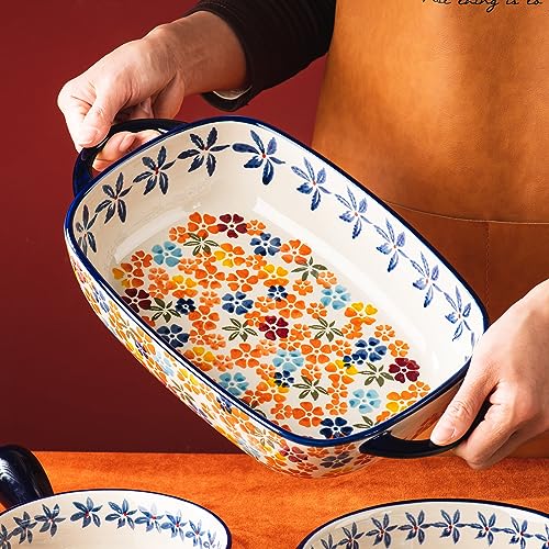 Retro pastoral style Ceramic Baking Dish Rectangular Bakeware Set Baking Pan