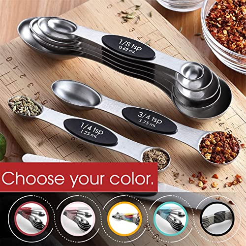 Stainless Steel Magnetic Measuring Spoons Set of 8