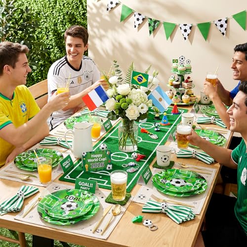 20 Green Plastic Soccer Plates