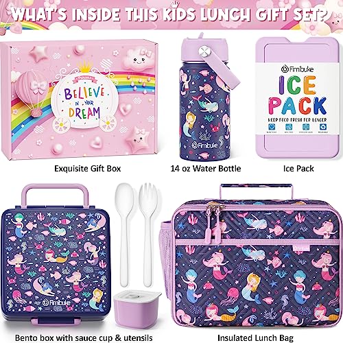 Kids Bento Lunch Box with Toddler Insulated Water Bottle Lunch Bag