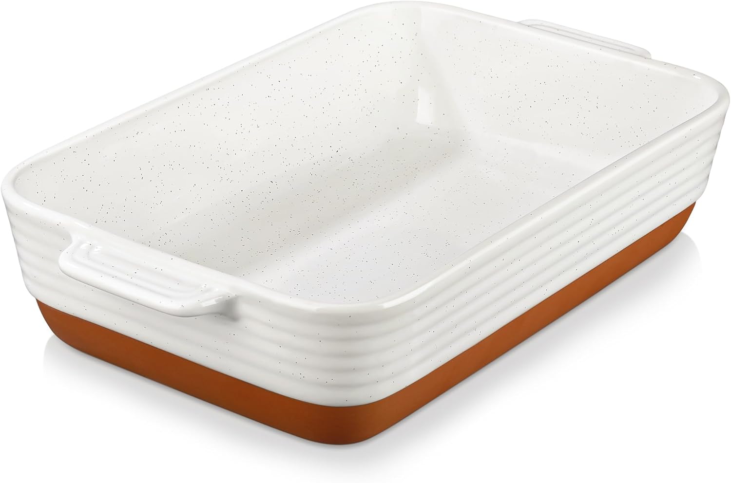 MALACASA Baking Dish 4.8 Qt Ceramic Casserole & Lasagna Pan, 9x13 Inch Deep Rectangular Oven Safe Dish with Handles for Baking, Roasting, Serving (Khaki & White) - Series Tara - Culinary Roots