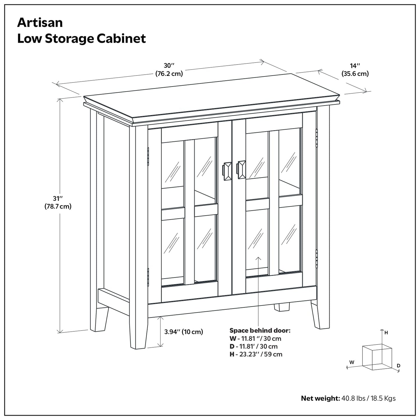 Artisan 30" Wide Solid Wood Storage Cabinet in White