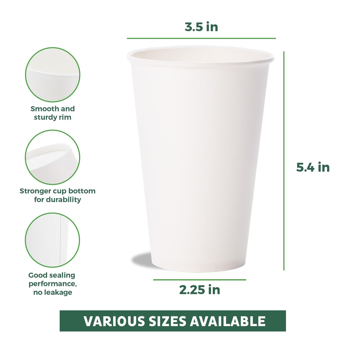 Coffee Cups 16 oz [300 Pack] Disposable Paper Cups for Hot or Iced Coffee Cup (300 Count)