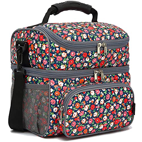 Double Layer Cooler Insulated Lunch Bag Adult Lunch Box Large Tote Bag for Men (2 Count)