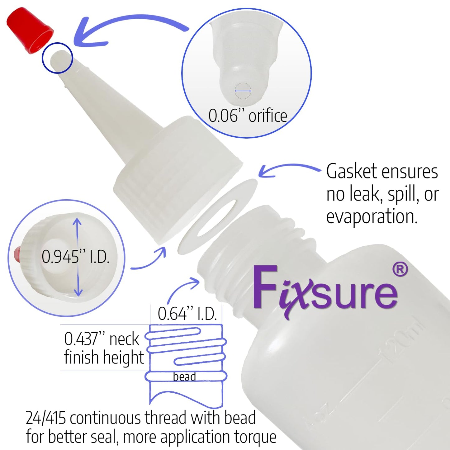 Plastic Squeeze Bottles with Red Tip Cap