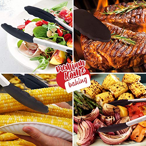 Kitchen Tongs for Cooking with Silicone Tips by Boxiki Kitchen