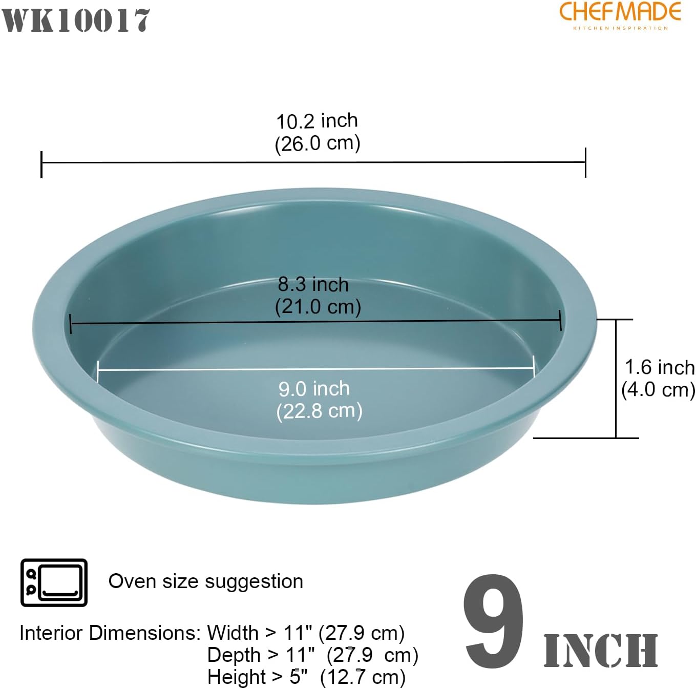 CHEFMADE Round Cake Pan, 9-Inch Non-Stick Pizza Pan and Pie Bakeware for Oven Baking (Green) - Culinary Roots