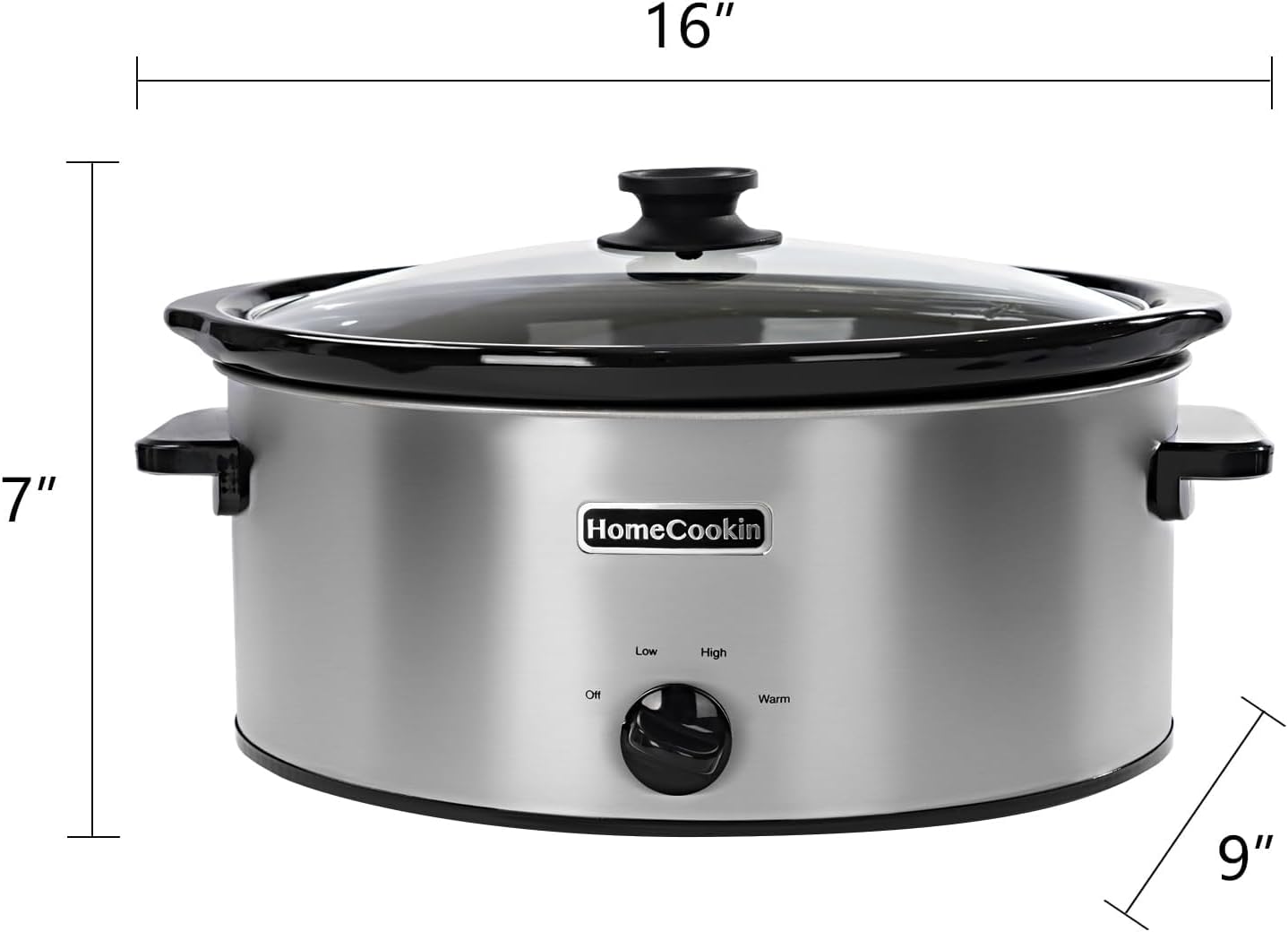 HOMECOOKIN 6 Quart Slow Cooker Oval Manual Pot Food Warmer with 3 Cooking Settings, Stainless Steel - Culinary Roots