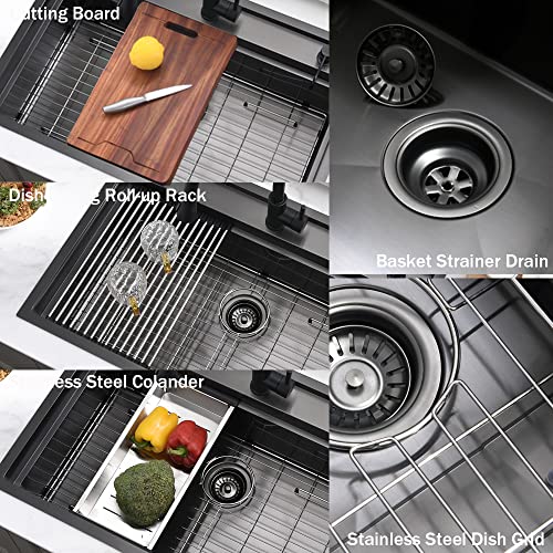 33 Inch Black Drop In Kitchen Sink