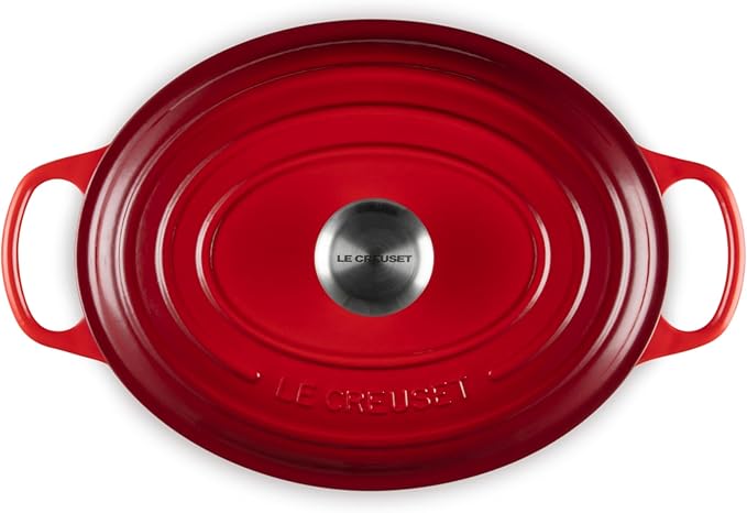 Le Creuset Enameled Cast Iron Signature Oval Dutch Oven, 5 qt, Cerise