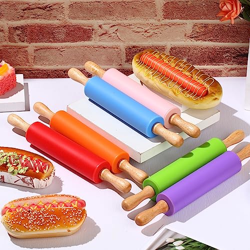6 Pcs Small Rolling Pin Kids 12 Inch Mini Silicone Rolling Pin