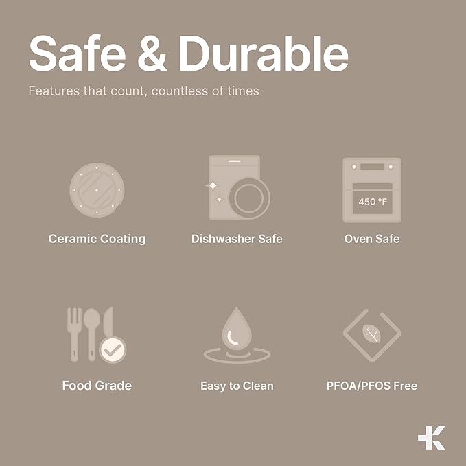 Bakken 8-Piece Stackable Bakeware Set – Ceramic Non-Stick, Oven-Safe Baking Sheets & Pans, PTFE/PFOA/PFOS-Free, Ergonomic Handles, Includes Cooling Rack – Healthy, Non-Toxic Baking Essentials