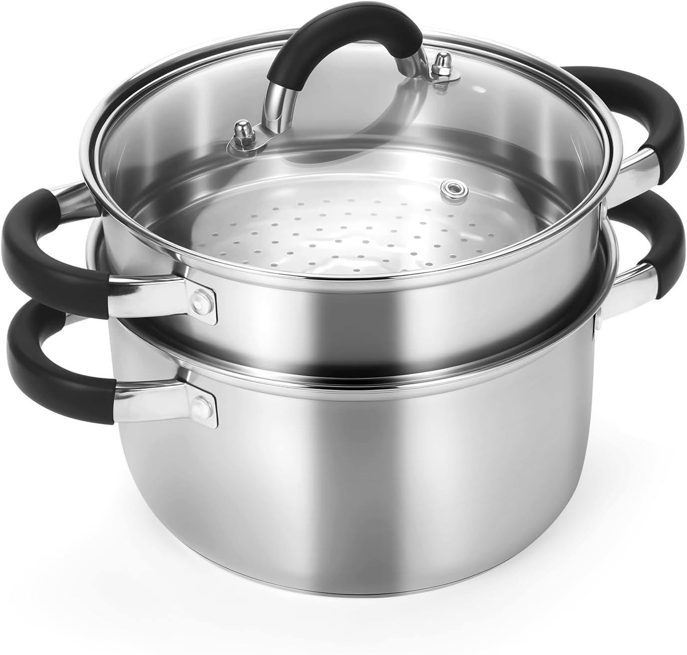 Kirecoo 3.2QT Steamer for Cooking - Stainless Steel Steam Pot with Steamer Basket, Cooking Stock Pot with Silicone Handle, Lid for Vegetable, Dumplings, Soup, Food, 3Ply Bottom Boiling Stew Cookware - Culinary Roots