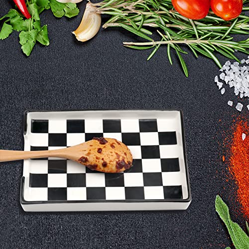 Spoon Rest Ceramic Spoon Rest for Kitchen Counter Dishwasher Safe Marble Decor Spoon Holder for Kitchen