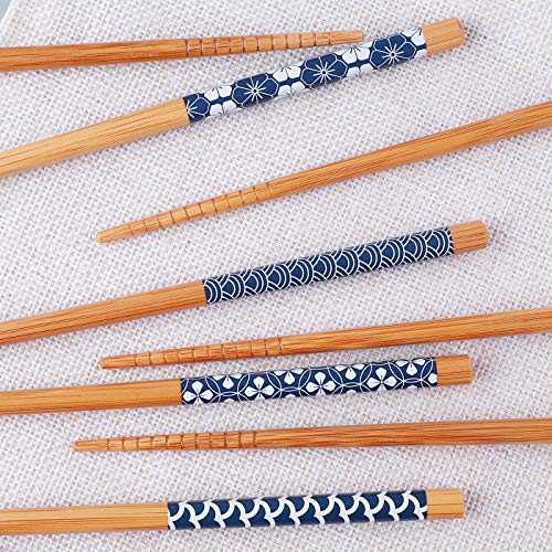 10 Pairs Reusable Bamboo Chopsticks Japanese Style Chop Sticks Set