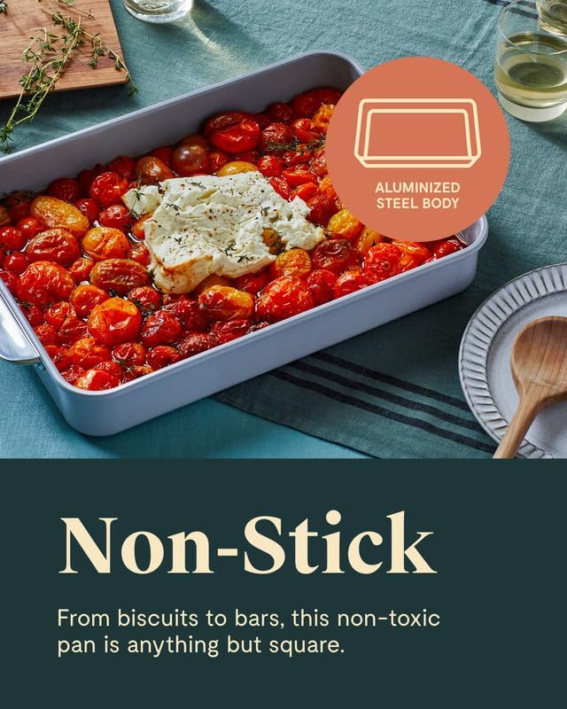 Caraway Non-Stick Ceramic 9”x13” Rectangle Pan - Naturally Slick Ceramic Coating - Non-Toxic, PTFE & PFOA Free - Perfect for Brownies, Lasagnas, and More - Sage - Culinary Roots