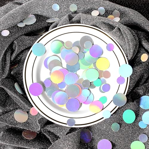 400PC Circle Dots Iridescent Confetti for Birthday Decorations Round Table Scatter for Wedding Baby Shower Bachelorette Bridal Shower Party Supplies (400 Count)