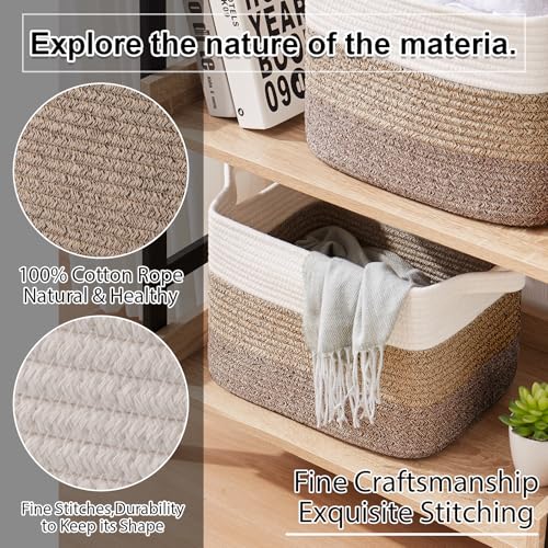 Cotton Rope Storage Baskets for Organizing Dark Brown 3